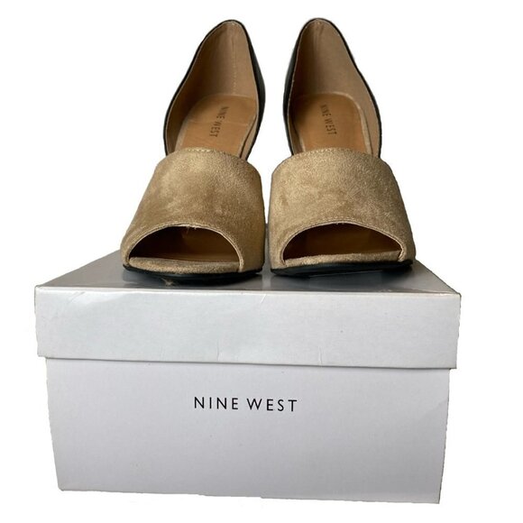 Nine West Tan and Black Peep Toe Pumps - NWB - Picture 2 of 4